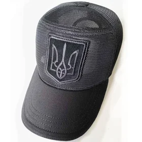 Прикольная шапка: Кепка герб України сітка чорна